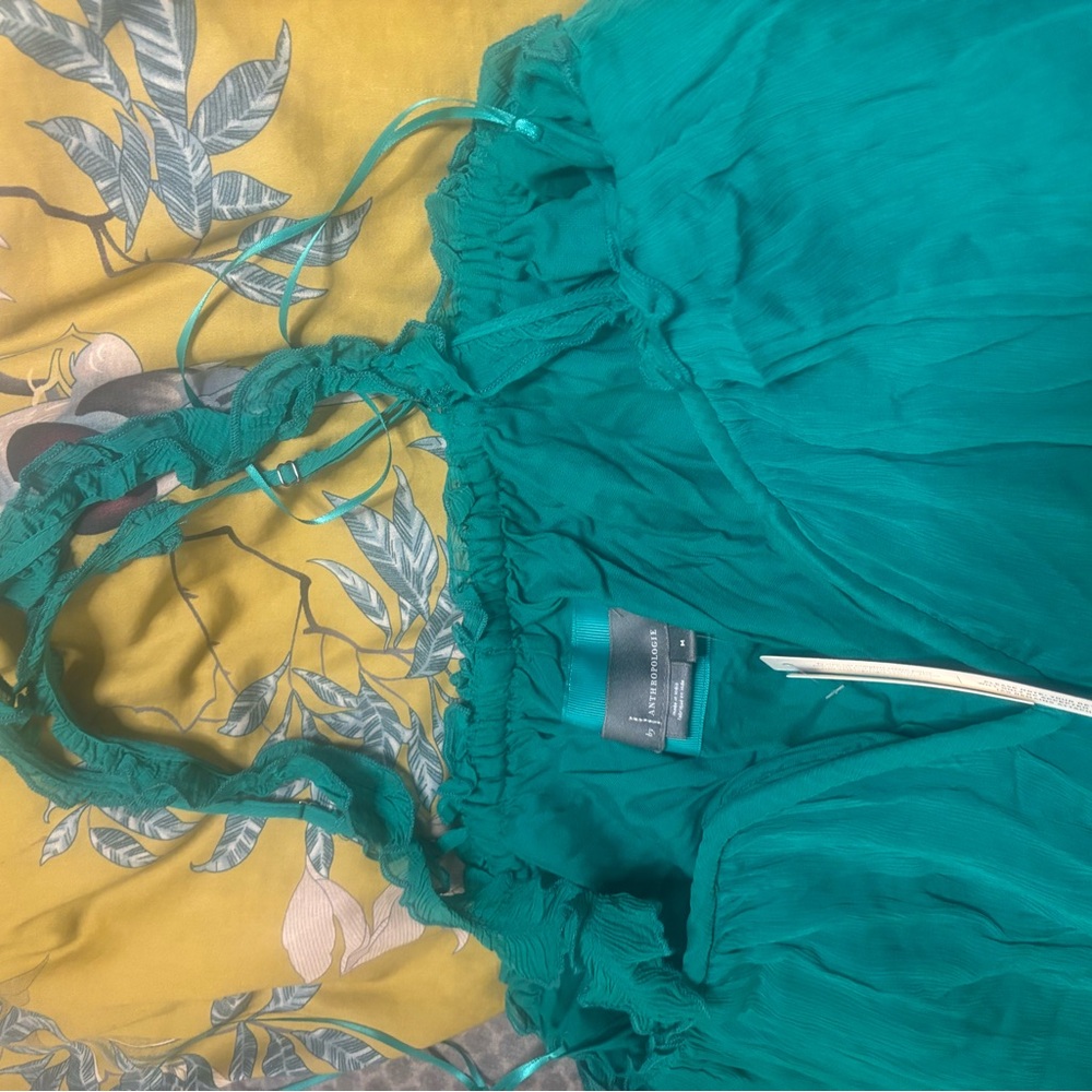 Anthropologie Emerald Sleeveless Chiffon Maxi Dress - Picture 4 of 6